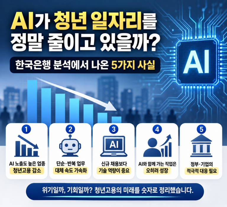 청년고용 감소와 AI 고노출 업종의 관계를 설명하는 이미지