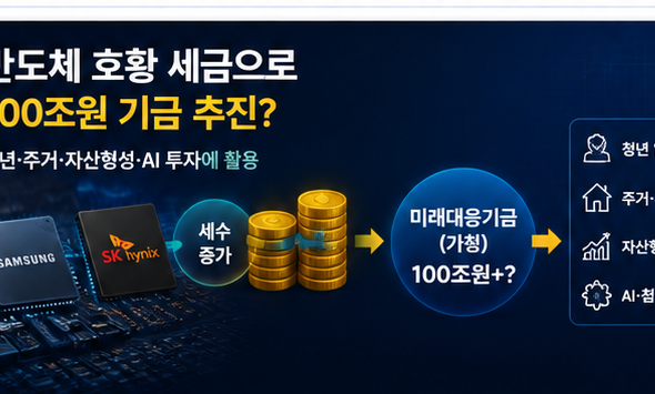 미래기금 반도체 추가세수와 청년 AI 투자 구조를 설명하는 이미지