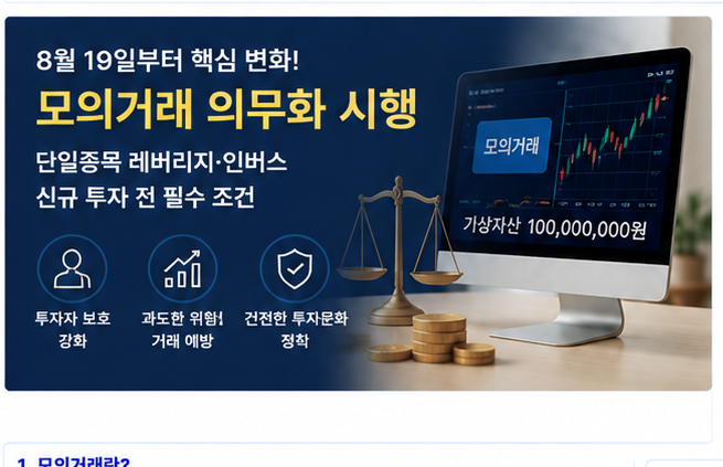 모의거래 8월 19일 단일종목 레버리지 인버스 투자조건 설명 이미지